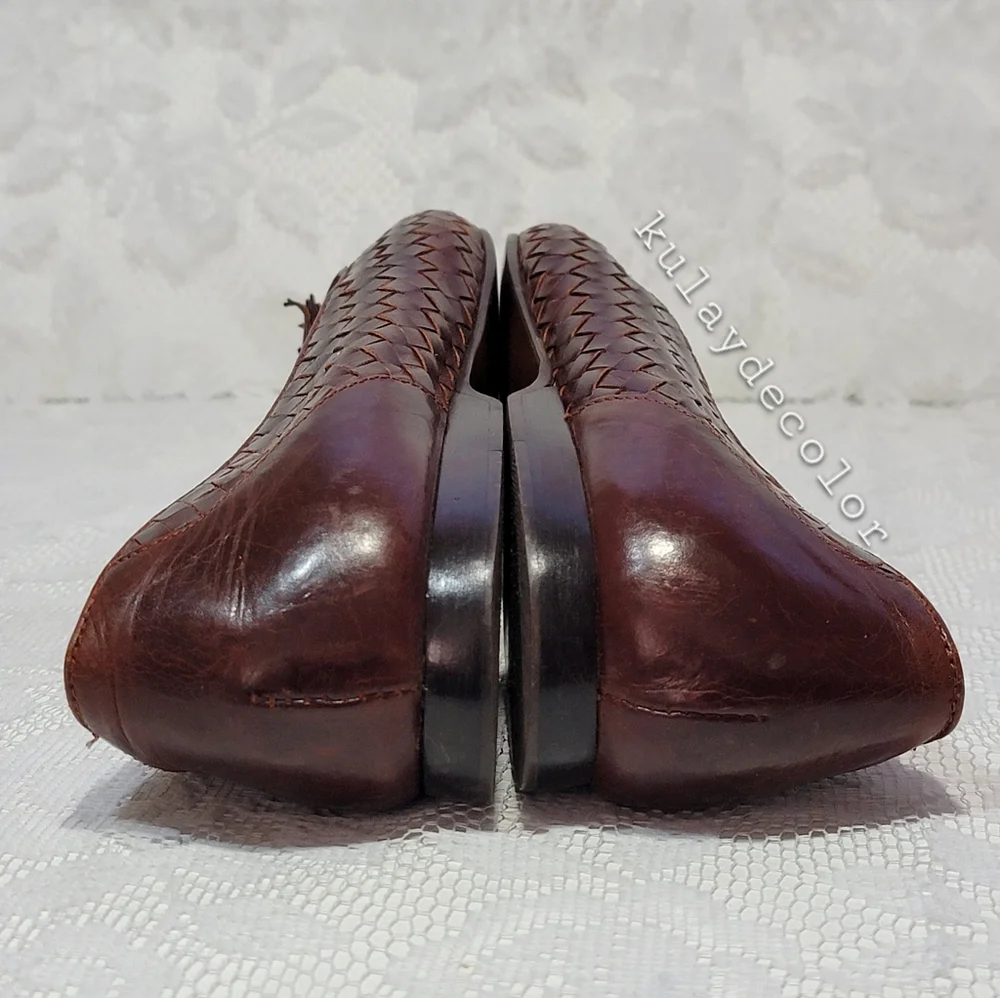 Vintage Pappagallo Woven Leather Tassel Classic Flats Brown Slipon Loafers 9.5 - Picture 7 of 16